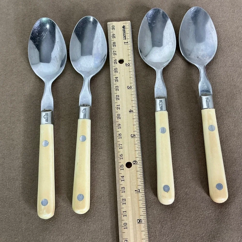 WF Mardi Gras Stainless Flatware Korea Ivory Handle 10pc Fork Spoon‎ Knife Set